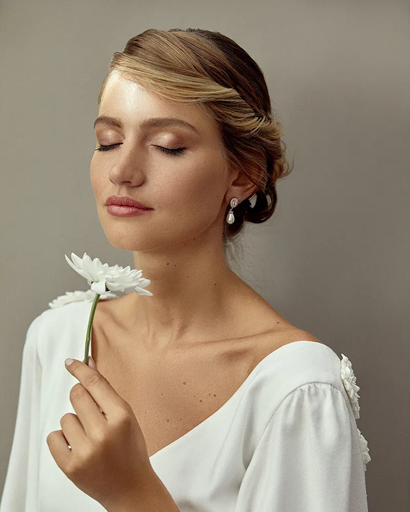 Clips d’oreilles mariée  Jessica– création française Atelier Sarah Aime