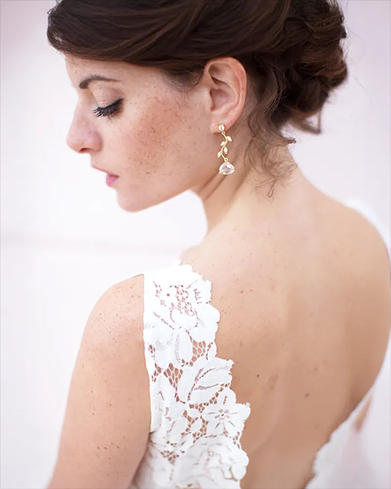 Boucles d'oreilles mariée Bohème - Bijoux mariage végétal - Atelier Sarah Aime