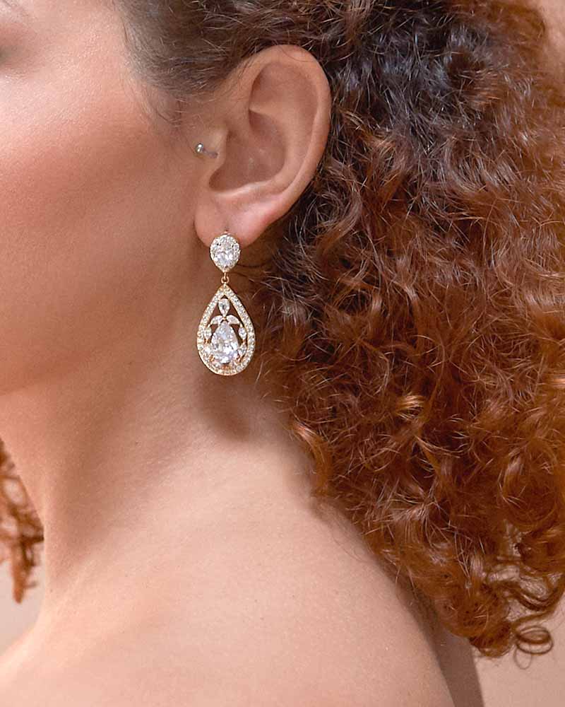 Boucles d’oreilles mariée Ines– création française Atelier Sarah Aime