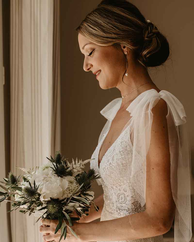 Léo boucles d'oreilles mariée perle