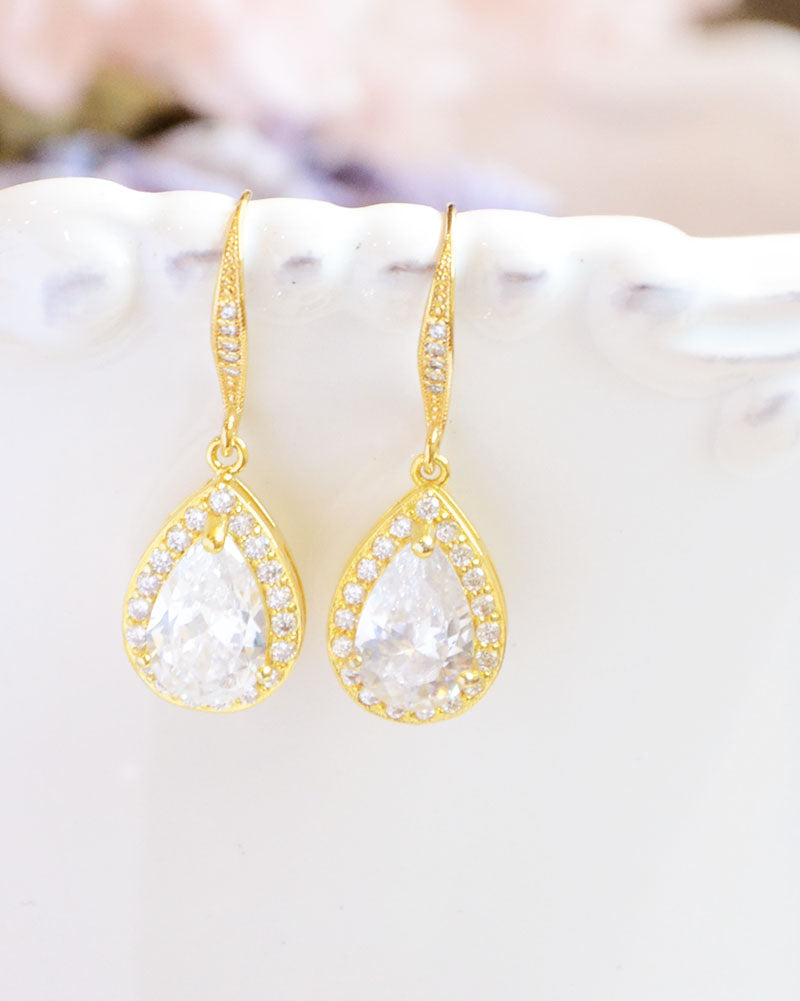 Boucles d’oreilles mariée Goutte Soliste – création française Atelier Sarah Aime
