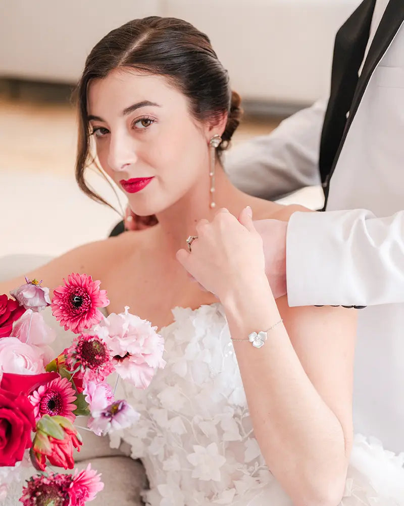 Boucles d'oreilles mariée pendantes perle