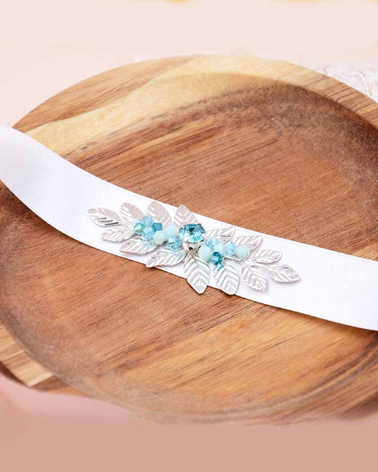 Ceinture de mariée Lealine – bijou de taille avec cristaux et ruban à nouer