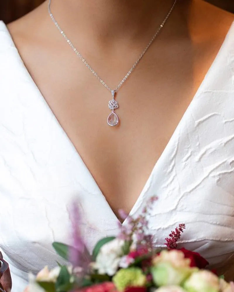 Collier Mariée Rosy - Rose fleur- Atelier Sarah Aime