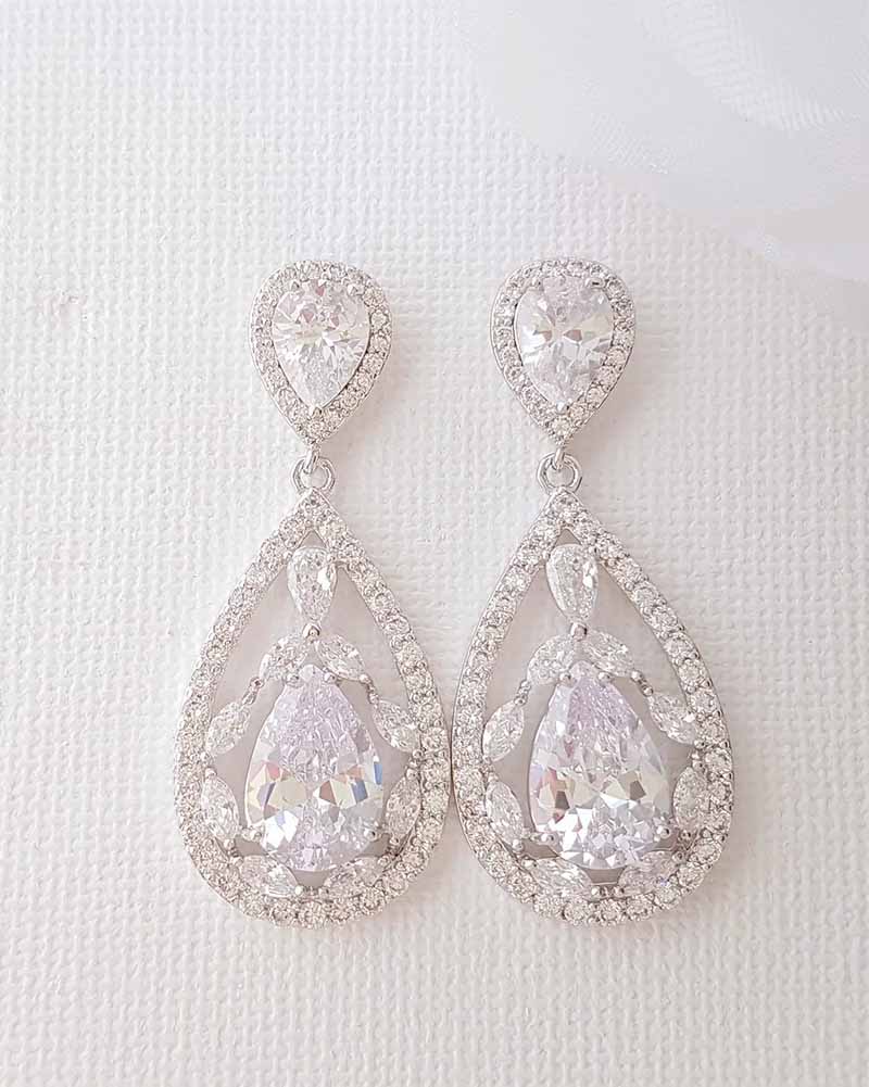 Boucles d’oreilles mariée Ines– création française Atelier Sarah Aime