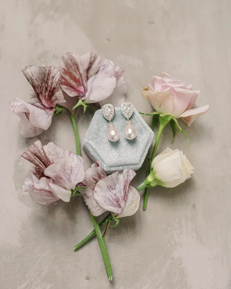 Boucles d’oreilles mariée  Jessica argenté – création française Atelier Sarah Aime