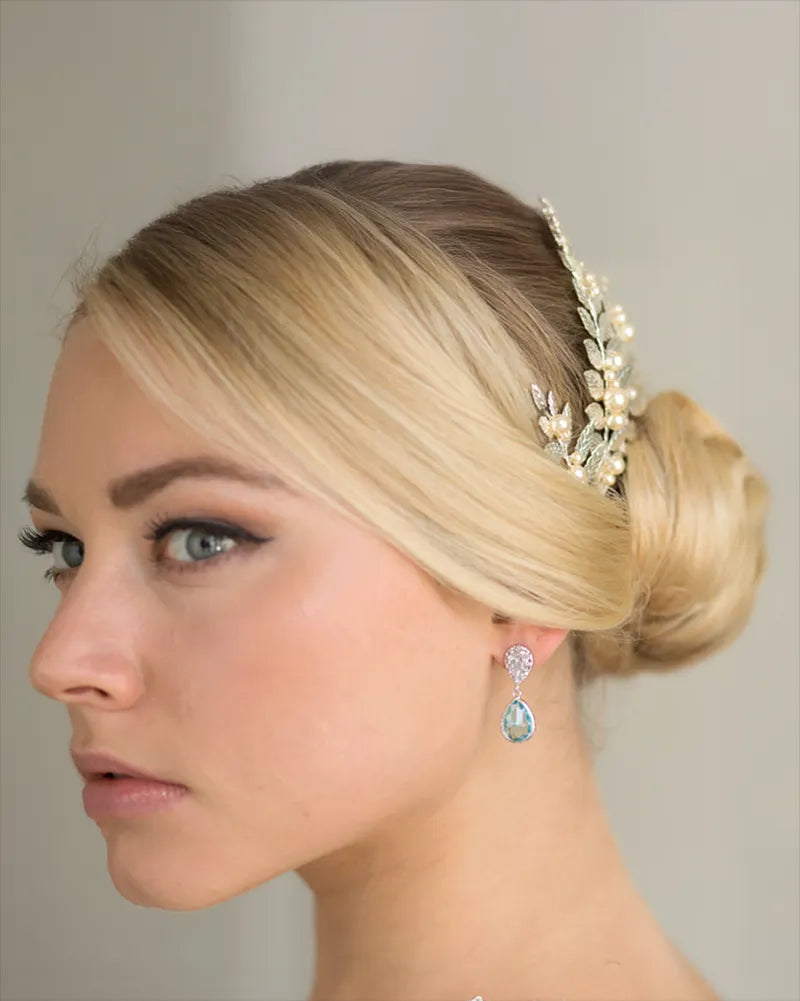 Boucles d’oreilles mariée June – création française Atelier Sarah Aime