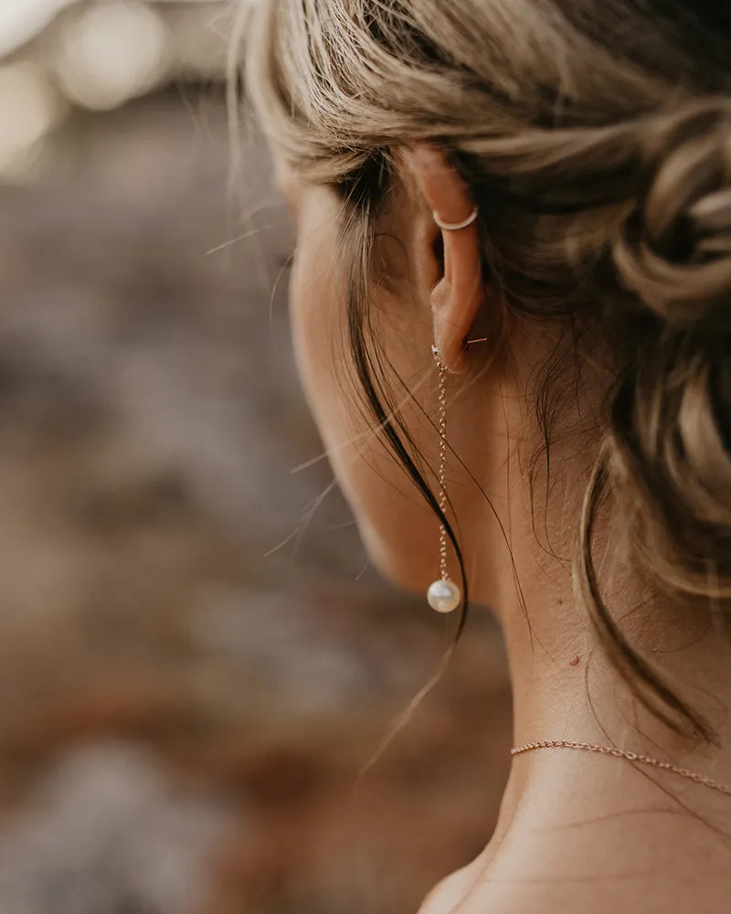 Léo boucles d'oreilles mariée perle
