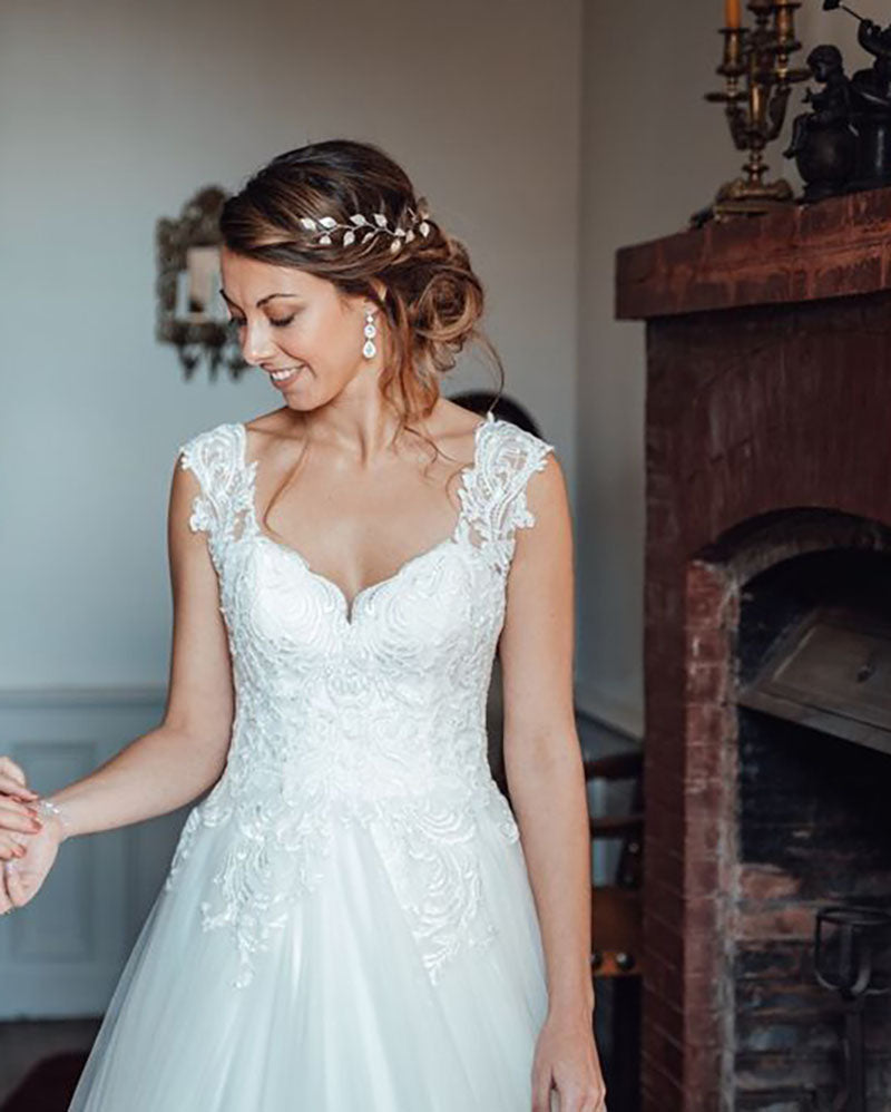 Bijou de tête mariage – modèle Vigna, feuillage feuille couronne