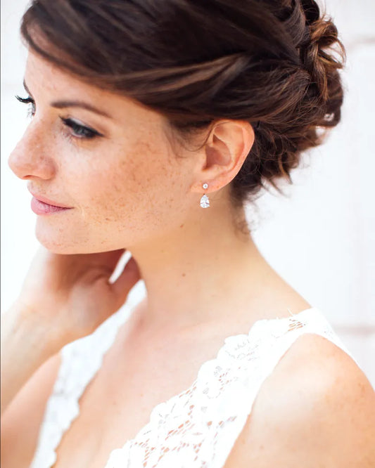 Boucles d’oreilles mariée Bijoux de lobes Justine – création française Atelier Sarah Aime