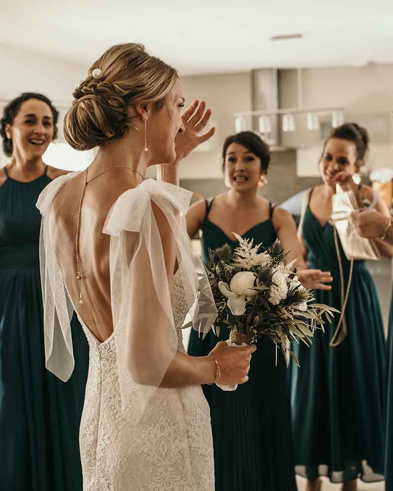 Léo boucles d'oreilles mariée perle