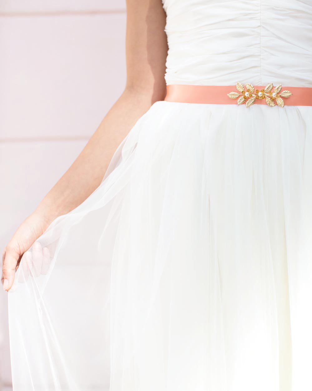 Ceinture mariée pêche - Atelier Sarah Aime