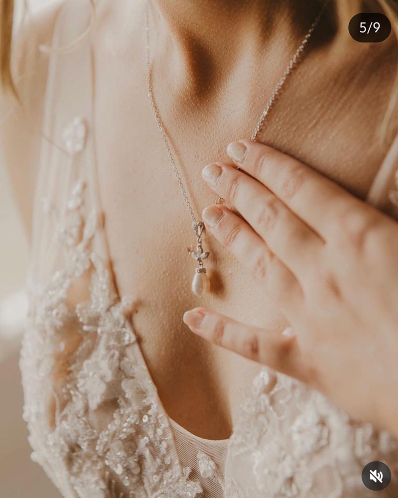 Collier mariée Perle Kate - Strass lumineux - Atelier Sarah Aime