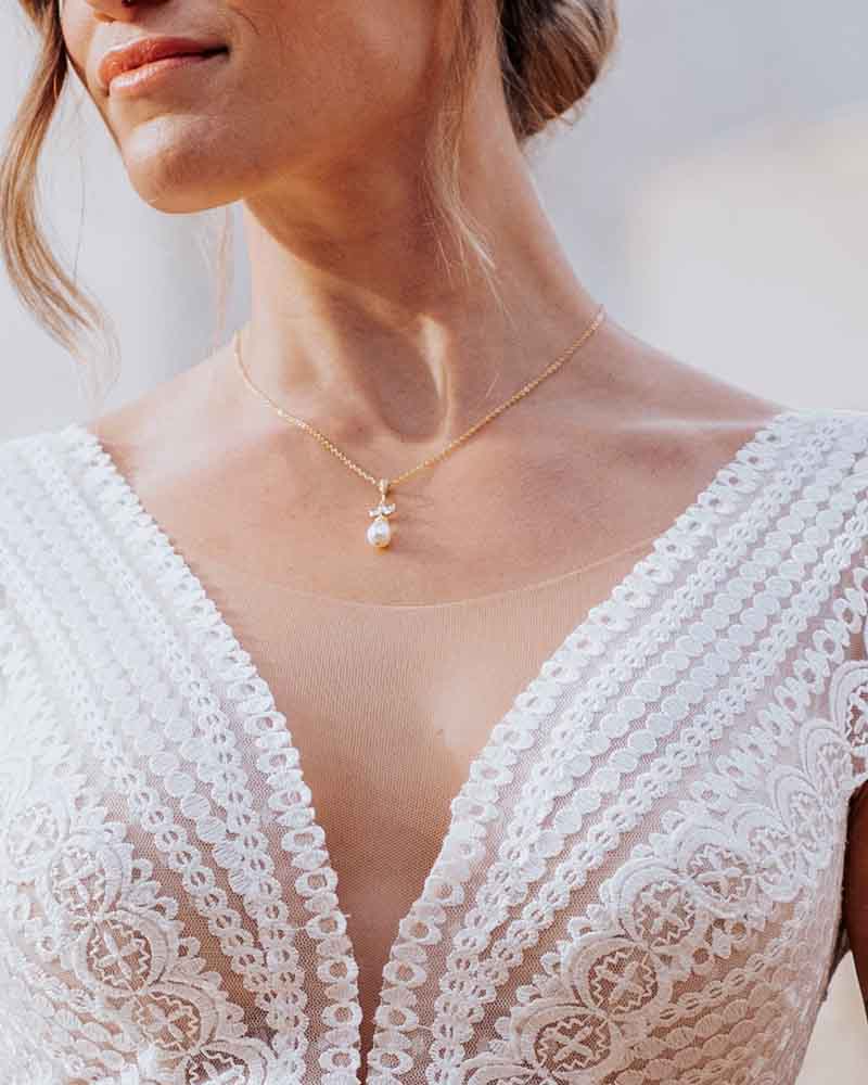 Collier mariée Perle Kate - Strass lumineux - Atelier Sarah Aime