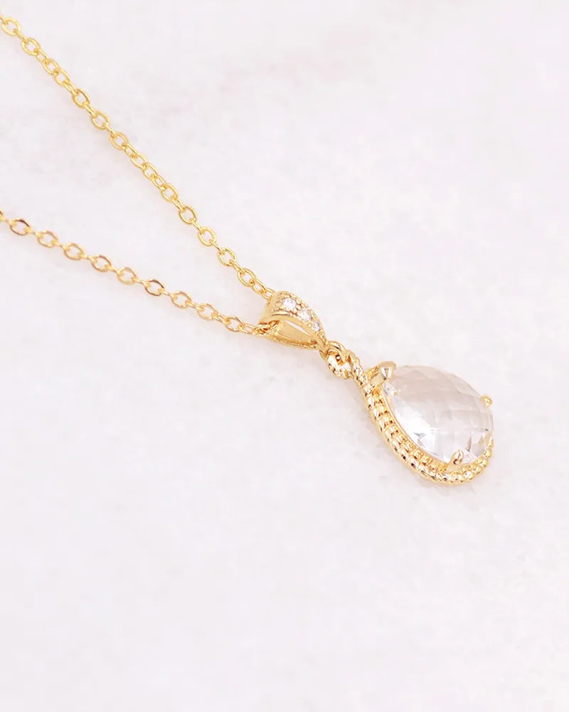 collier mariée goutte cristal