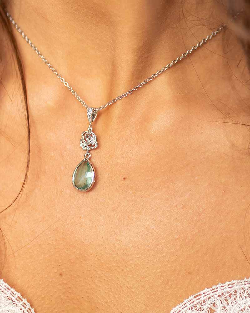 Collier Mariée Rosy - Rose fleur- Atelier Sarah Aime