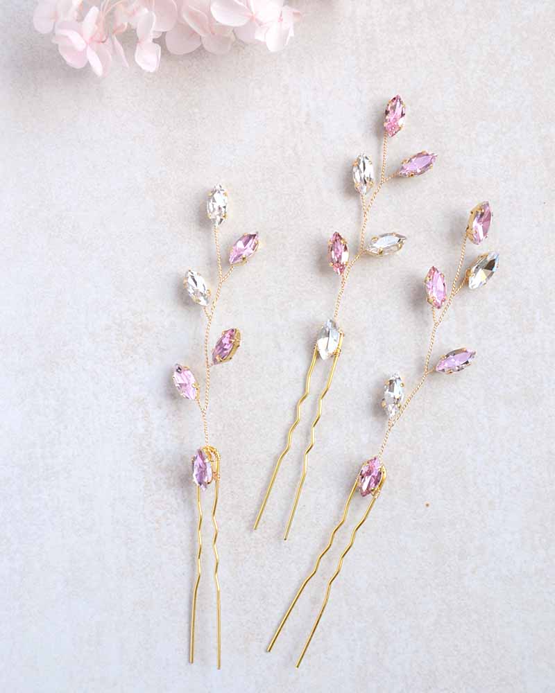 Pics à chignon mariage  rose claire