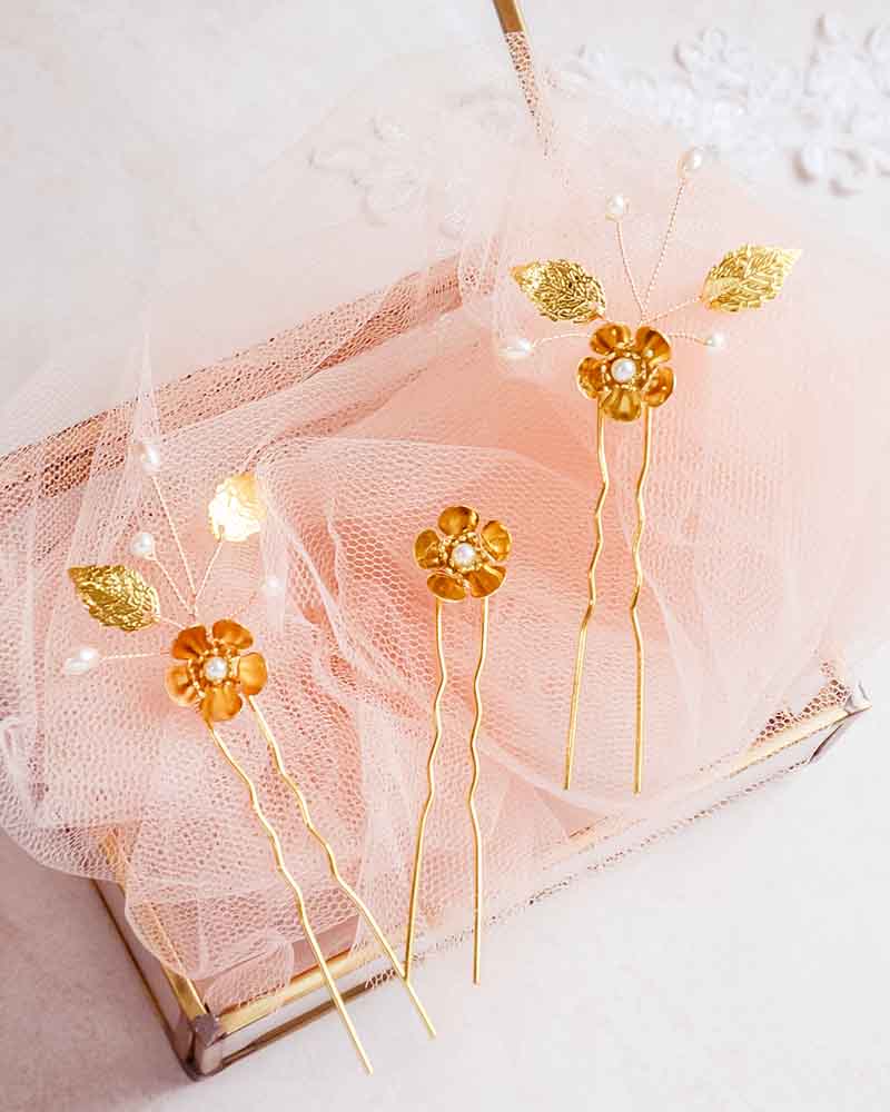 Pics à chignon mariée - Sakura - Atelier Sarah Aime