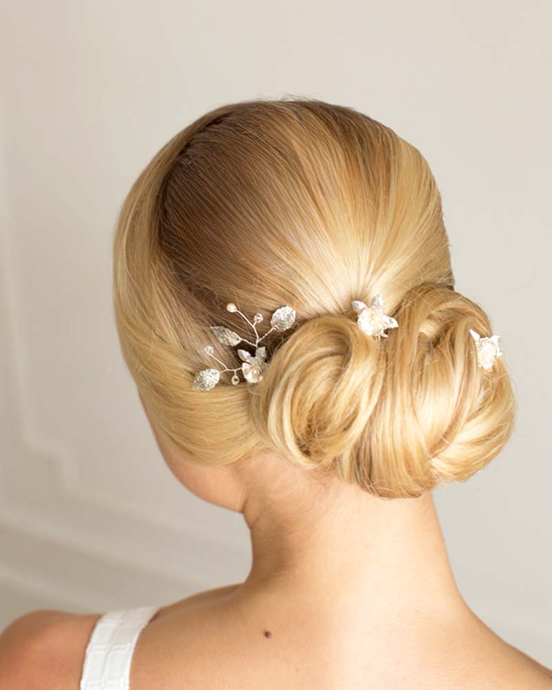 Pics à cheveux mariage fleurs – modèle Souki, création française Atelier Sarah Aime