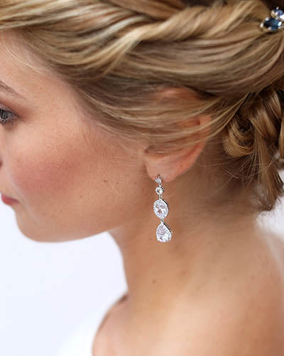 boucles d'oreilles mariée romantique 