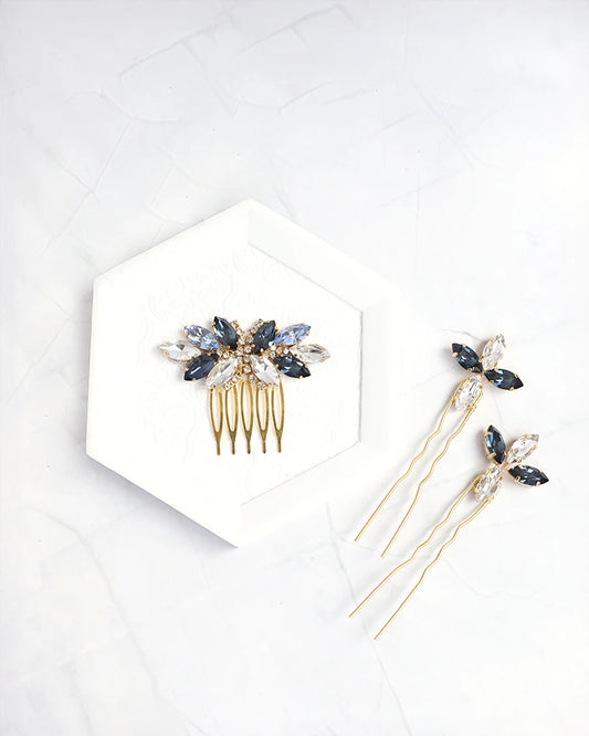 Trio de pics à cheveux mariage – modèle Savana, création française Atelier Sarah Aime