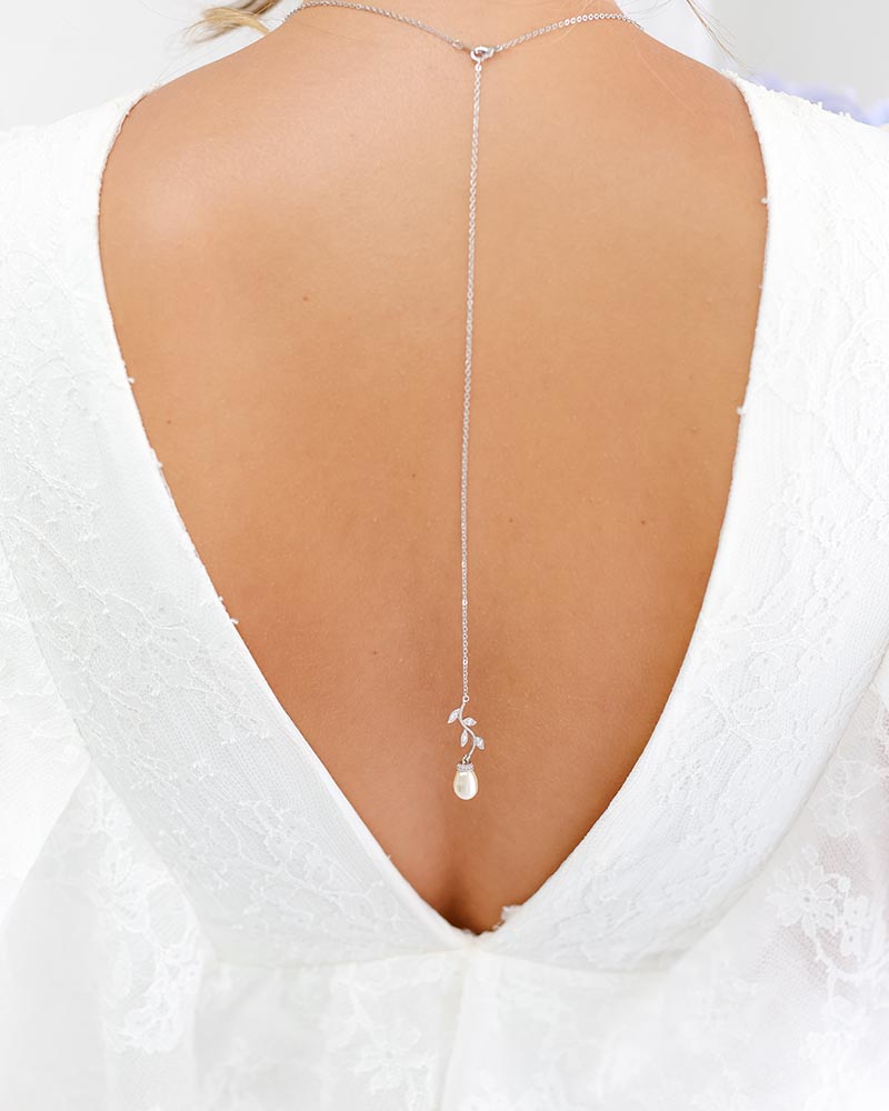 Bijou de dos mariée feuilles strass - Atelier Sarah Aime