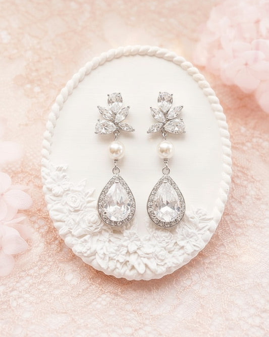 Romy – Boucles d’Oreilles Mariée Perles et strass