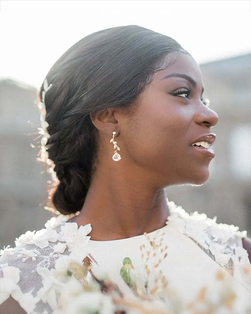 Boucles d'oreilles mariée Bohème - Bijoux mariage végétal - Atelier Sarah Aime