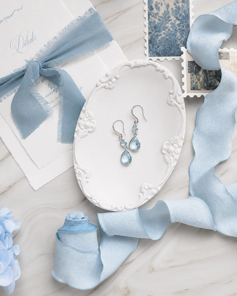 Boucles d’oreilles mariage Jade bleu ciel– création française Atelier Sarah Aime  