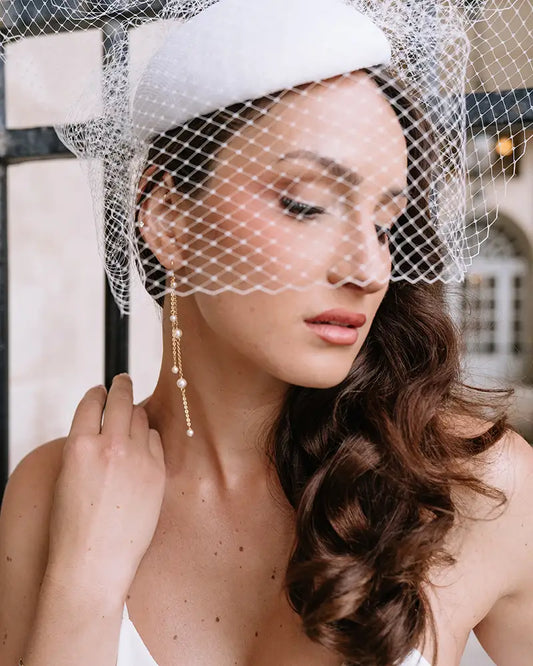 Boucles d'oreilles mariée Perles pendantes - Atelier Sarah Aime