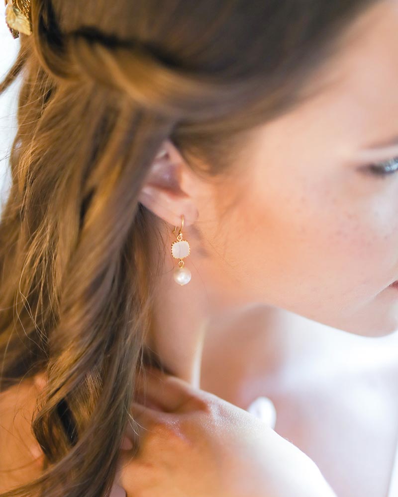 Boucles d’oreilles mariage Florine – création française Atelier Sarah Aime  
