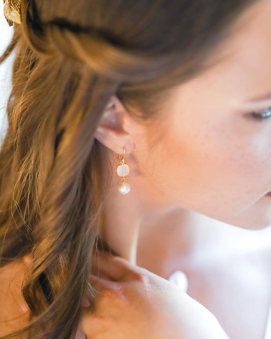 Boucles d’oreilles mariage Florine – création française Atelier Sarah Aime  
