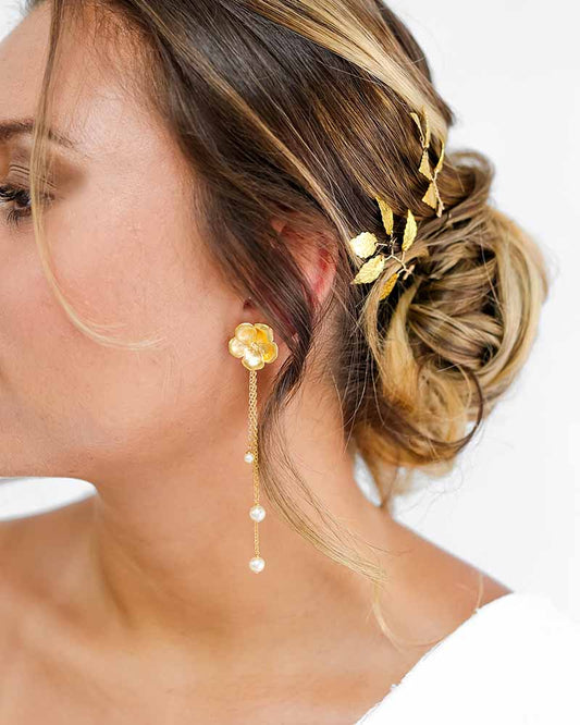 Boucles d'oreilles mariée Perle Natanelle - Bijou mariée fleur - Atelier Sarah Aime