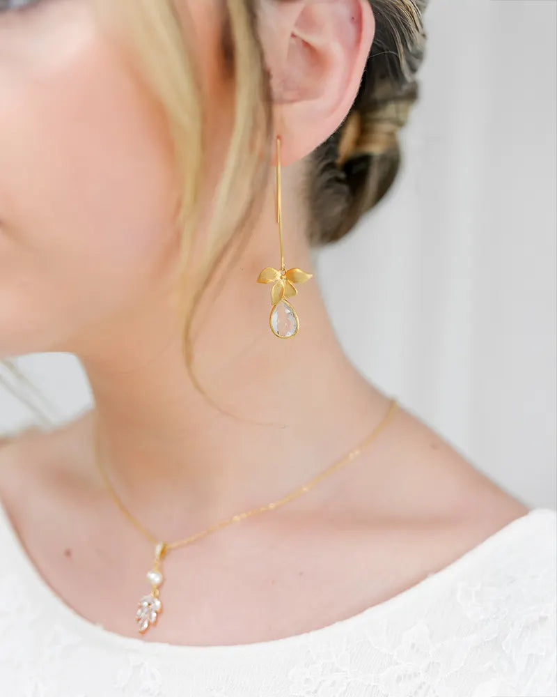 Boucles d'oreilles mariée Orchidée Riad - Atelier Sarah Aime 