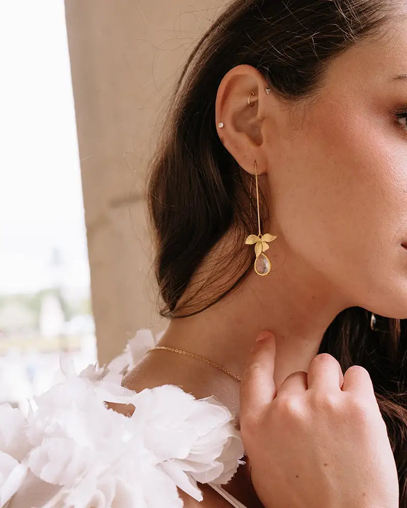 Boucles d'oreilles mariée Orchidée Riad - Atelier Sarah Aime 