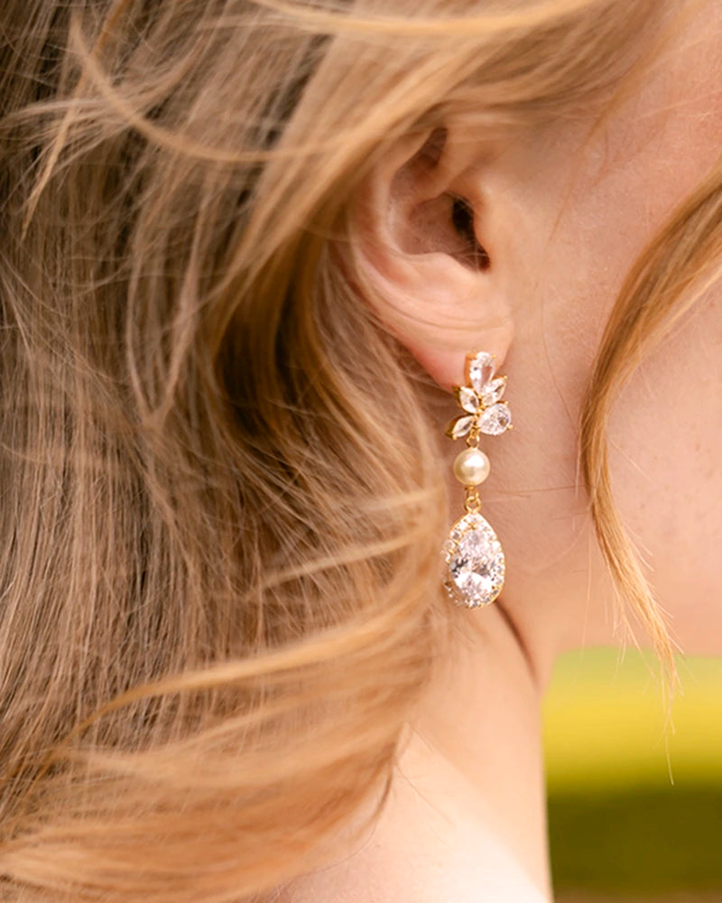 Boucle d'oreilles mariée Romantiques Perles et strass