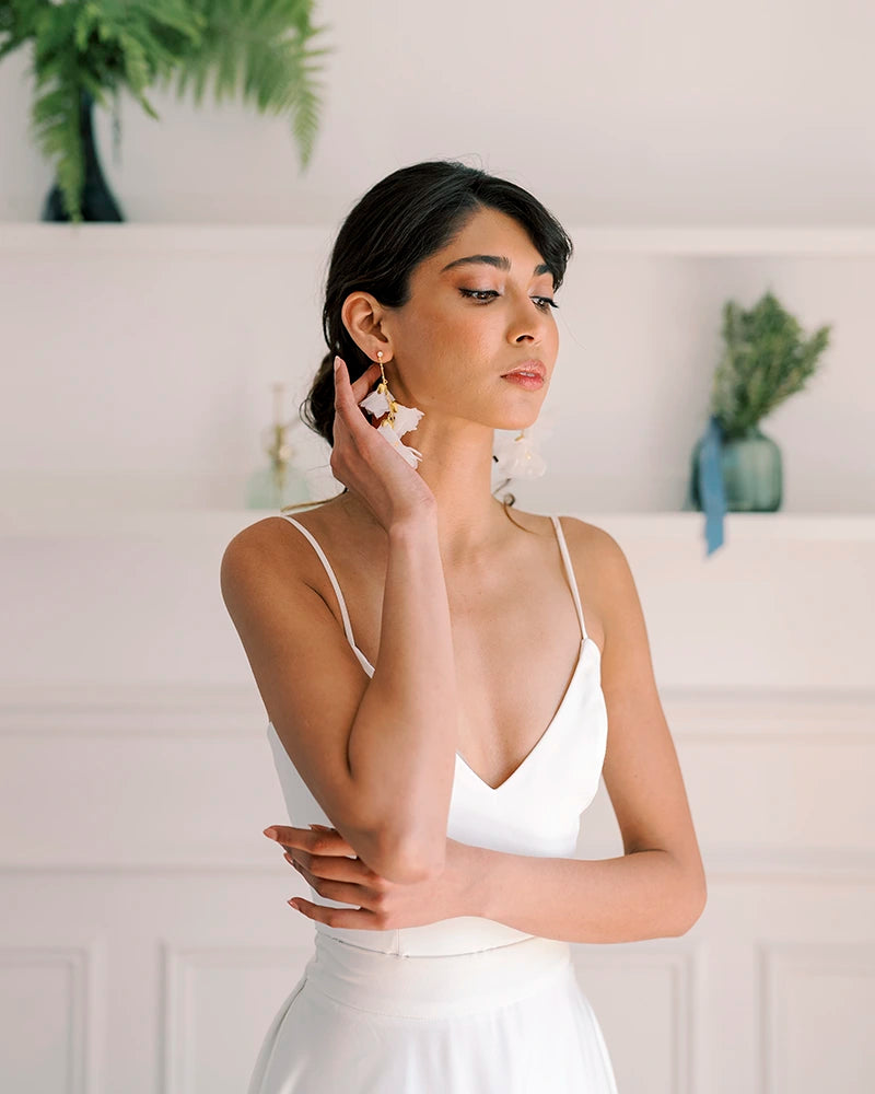 Titia boucles d'oreilles mariée Romantiques - Atelier Sarah Aime 