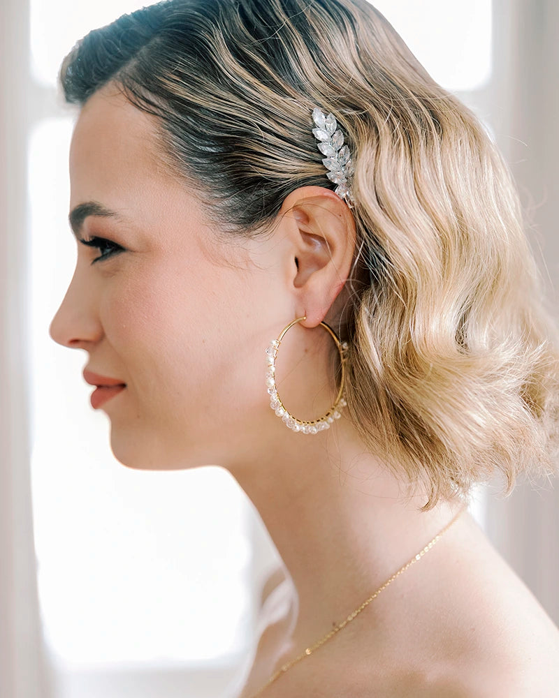 Créoles perles  mariée romantique dorées