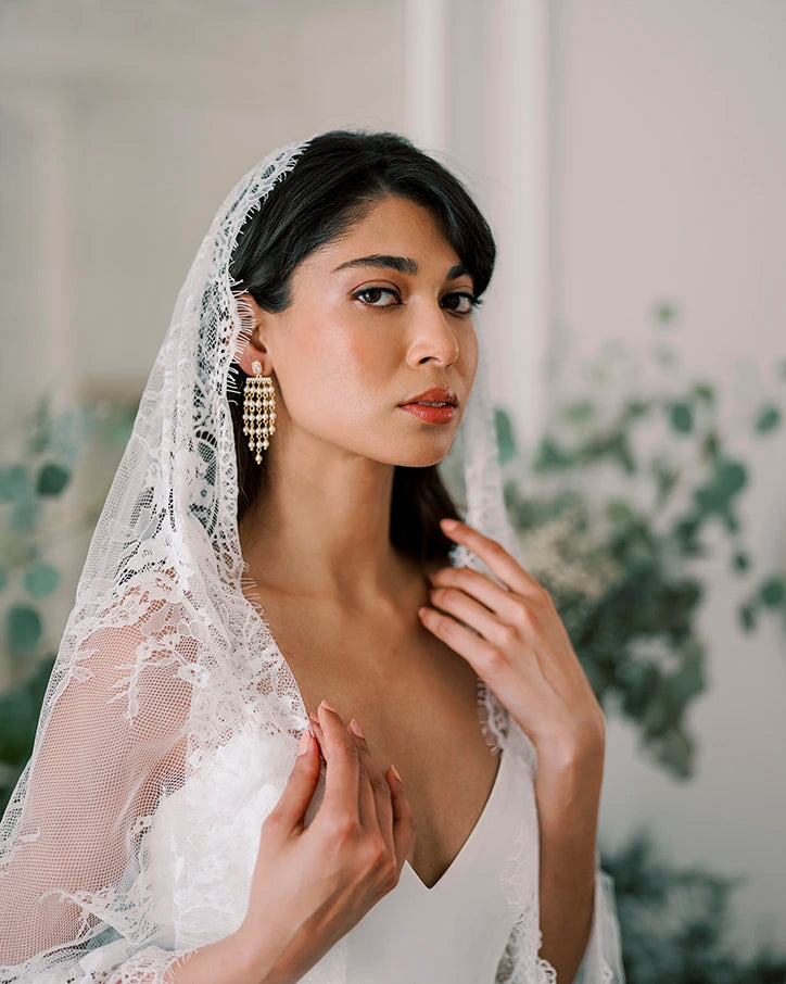 Zaha – Boucles d’oreilles perles  chandelier pour mariée