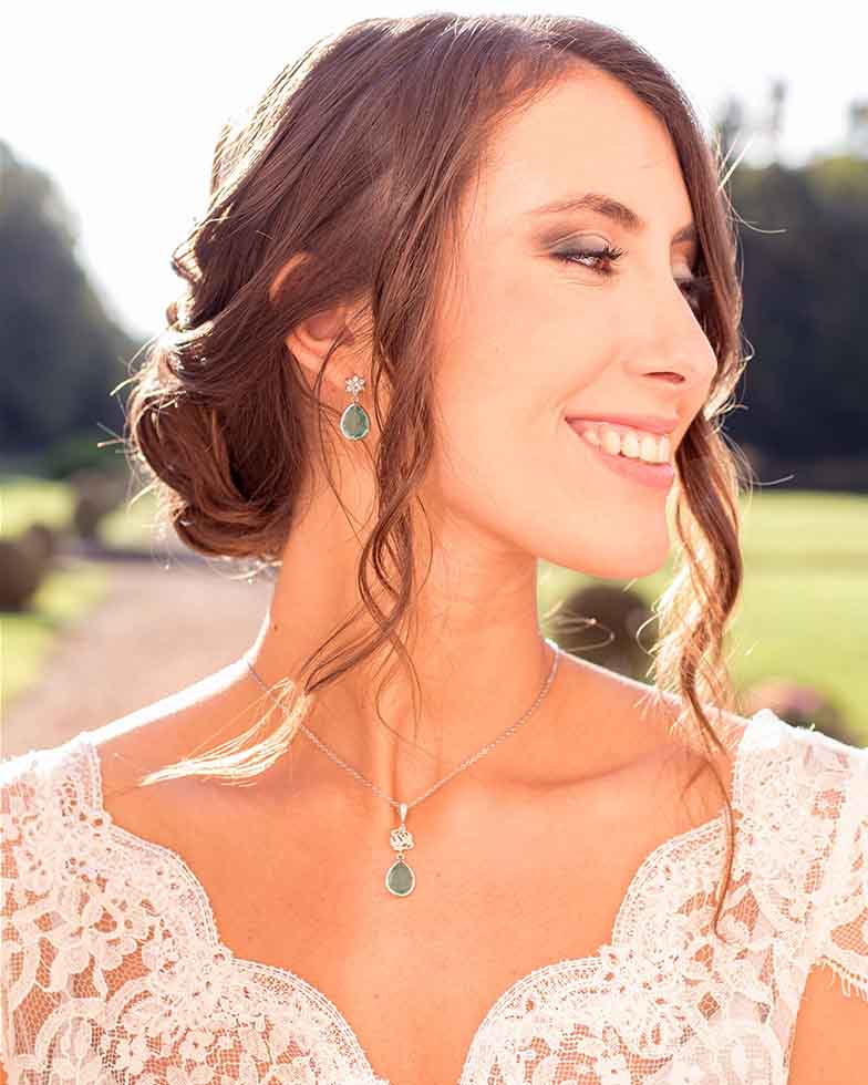 Boucles d’oreilles mariée Elsa – création française Atelier Sarah Aime