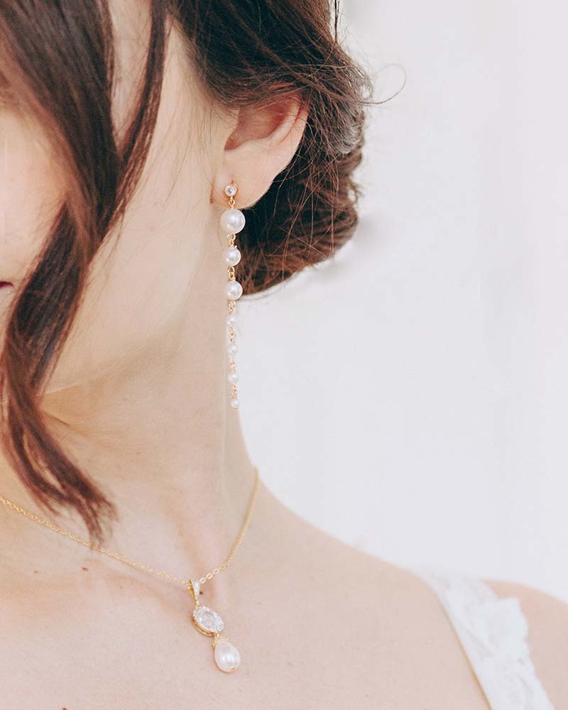 Boucles d'oreilles mariée Gisele perles ivoire - Atelier Sarah Aime