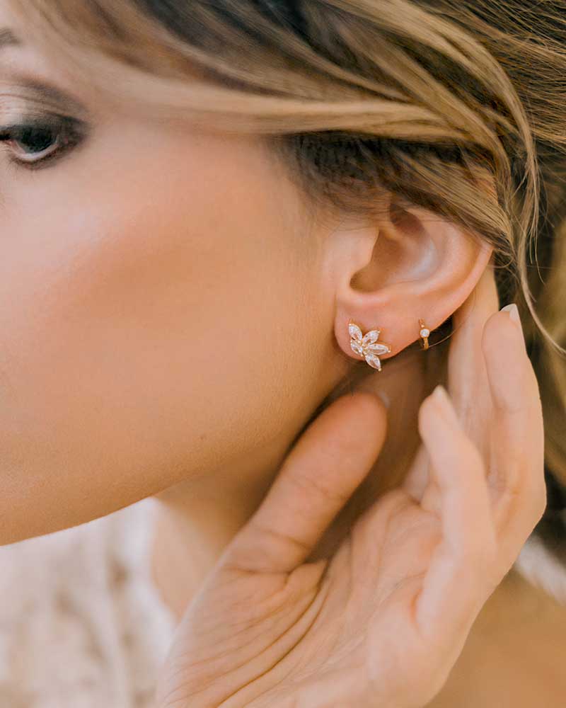 Boucles d’oreilles mariée Helene– création française Atelier Sarah Aime
