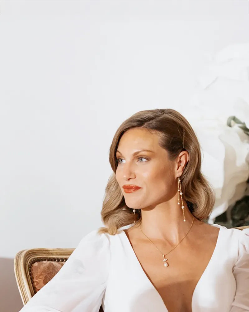 Boucles d'oreilles mariée Perles pendantes - Atelier Sarah Aime
