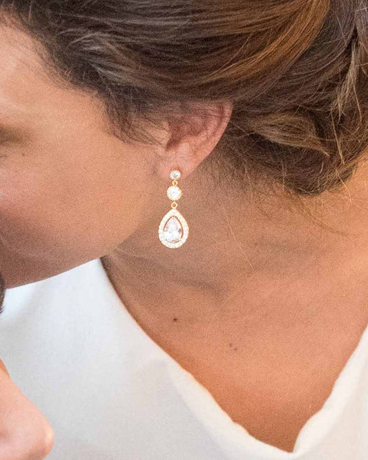 Boucles d’oreilles mariée  Esmee – motif strass, création française Atelier Sarah Aime  