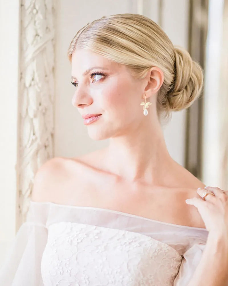 Boucles d’oreilles mariage perle Synthia – bijou raffiné pour mariée
