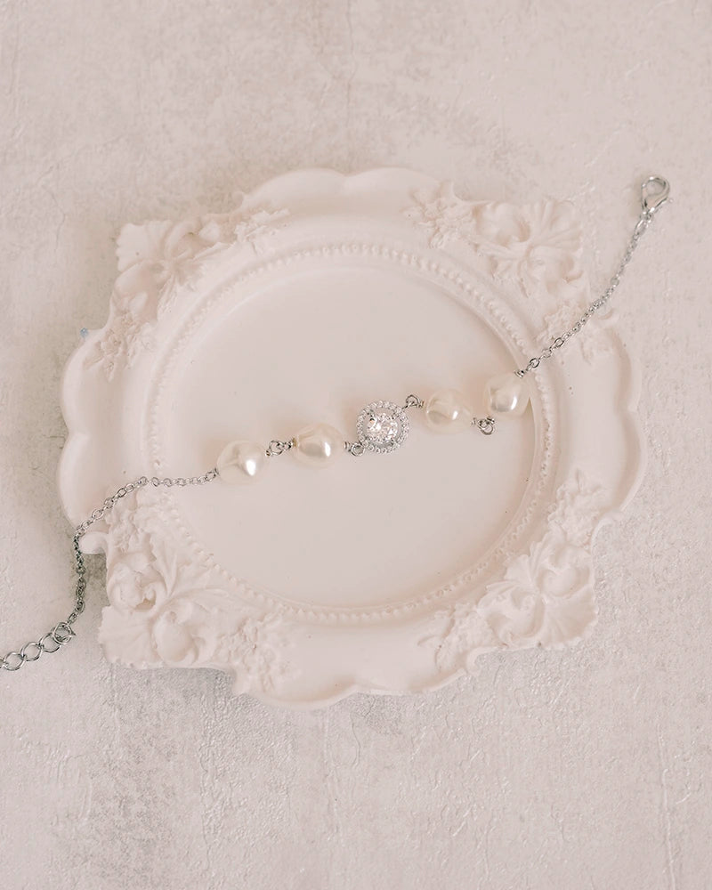 Bracelet Mariée Perle Argenté et blanc- Atelier Sarah Aime