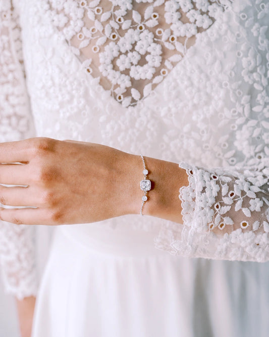 Bracelet de mariée strass argenté -Bijoux atelier sarah Aime