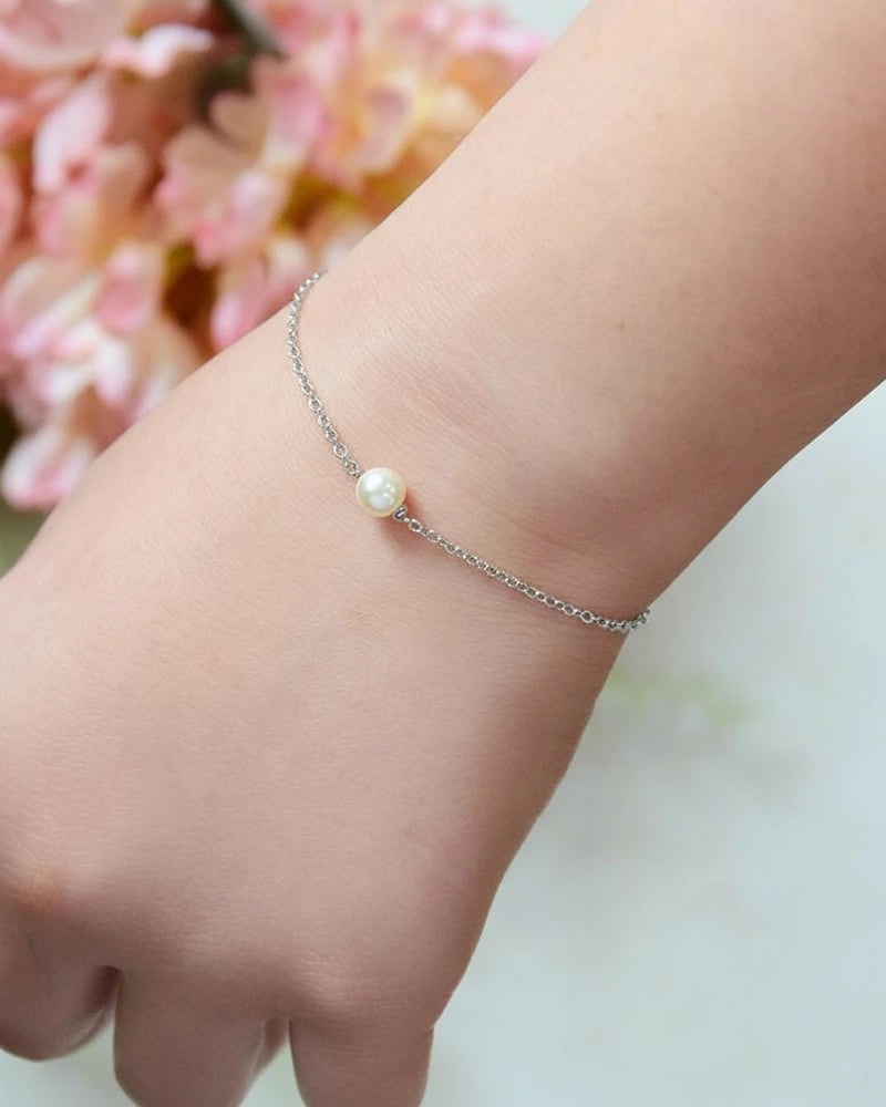 Bracelet de mariée doré Camille – perles nacrées ivoire pour mariage raffiné

