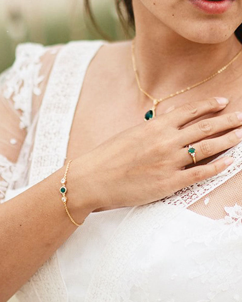 Bracelet de mariée Gepsy – cristal facetté sur chaîne fine pour mariage élégant