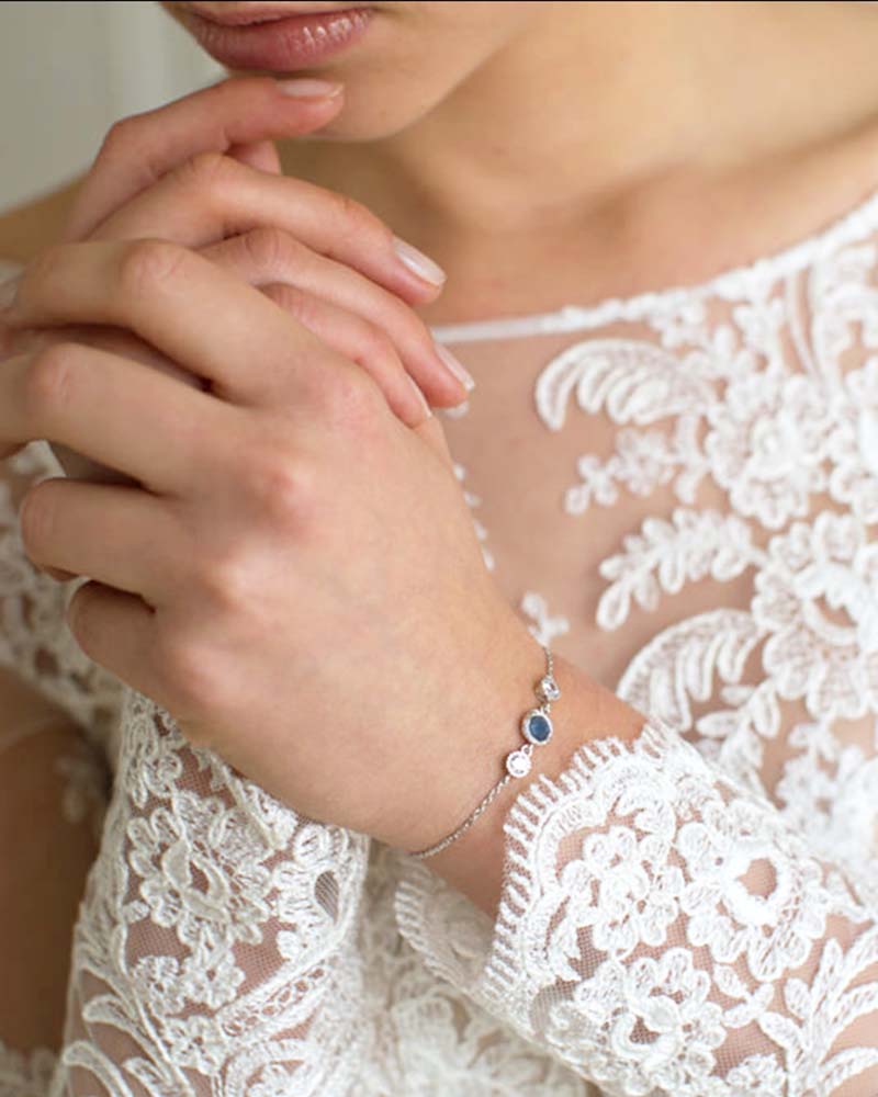 Bracelet de mariée Gepsy – cristal facetté sur chaîne fine pour mariage élégant

